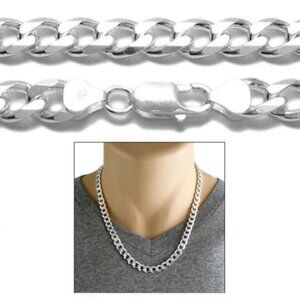 STERLING SILVER CUBAN CURB CHAIN NECKLACE 8MM (GAUGE 220) AVAILABLE IN 6 LENGTHS